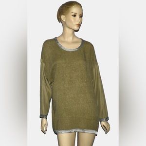 NEXT INC MINNEAPOLIS VINTAGE Y2K SZ XL XXL OLIVE GREEN LONG SLEEVE BLOUSE TOP
